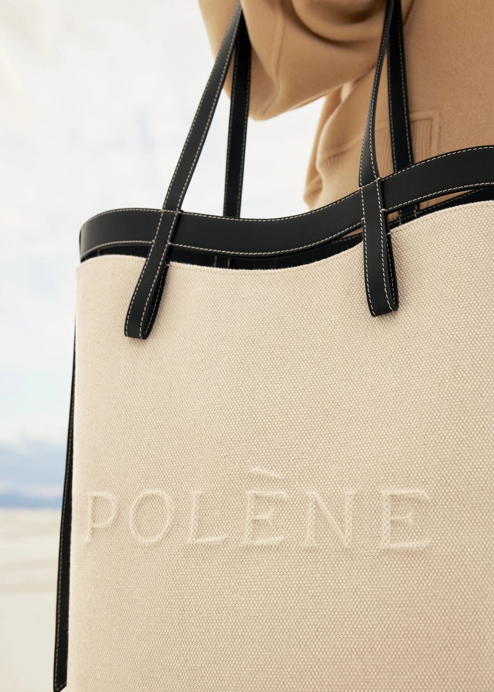 Polene Ilo Tote Veske Beige Svarte | NORGE 246VKF