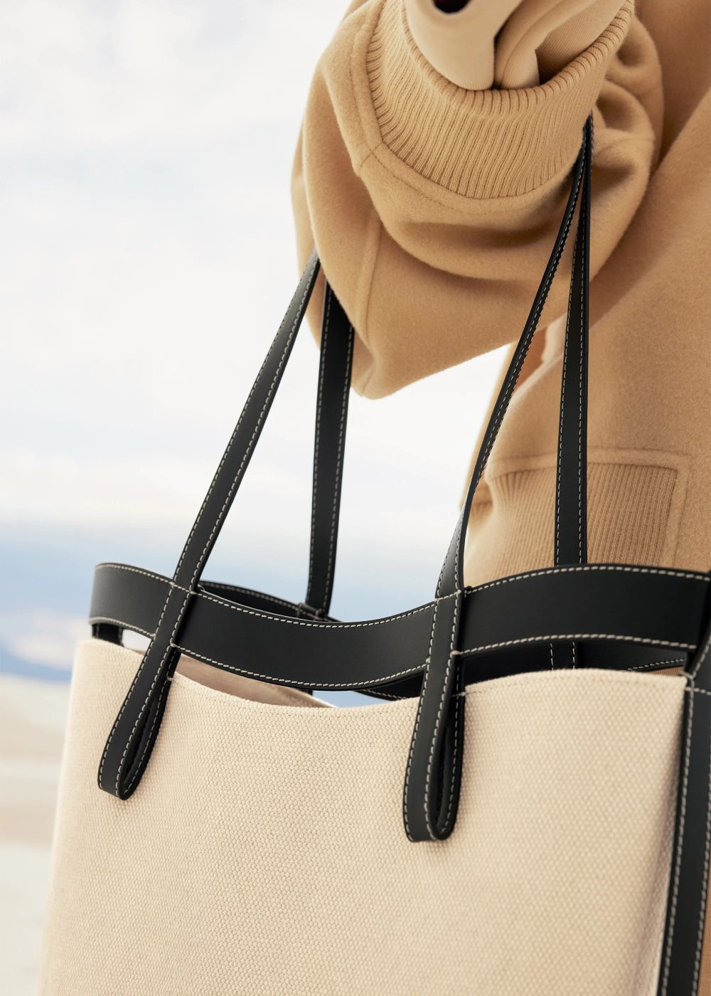 Polene Ilo Tote Veske Beige Svarte | NORGE 246VKF